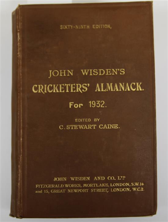 A Wisden Cricketers Almanack for 1932, original hardback binding